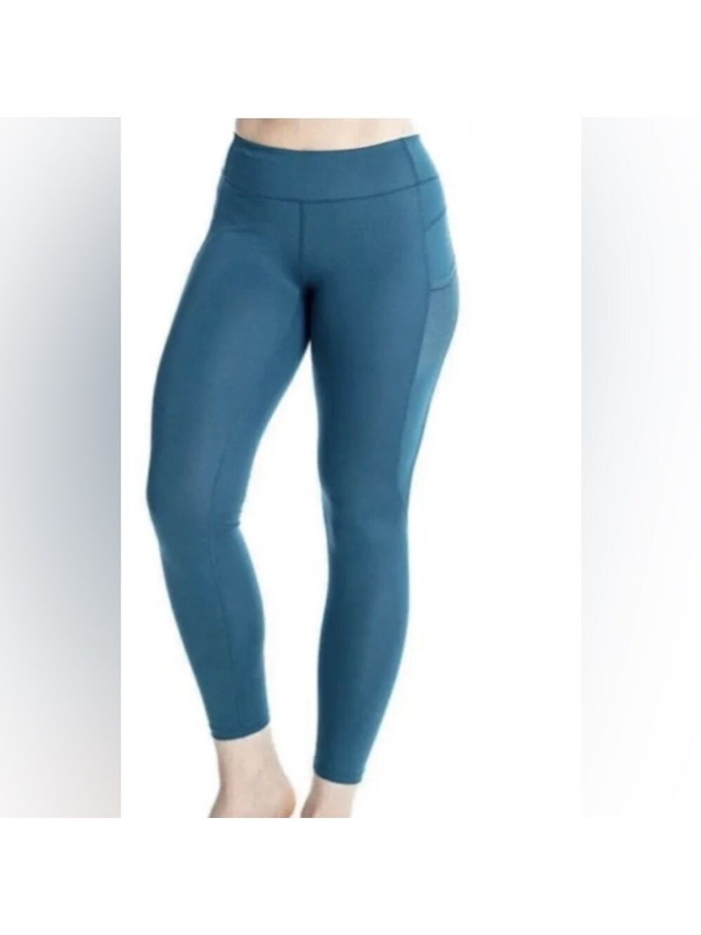 Handful Miracle Leggings Mid Rise 7/8 Yoga Pants w Pockets in Teal size SM